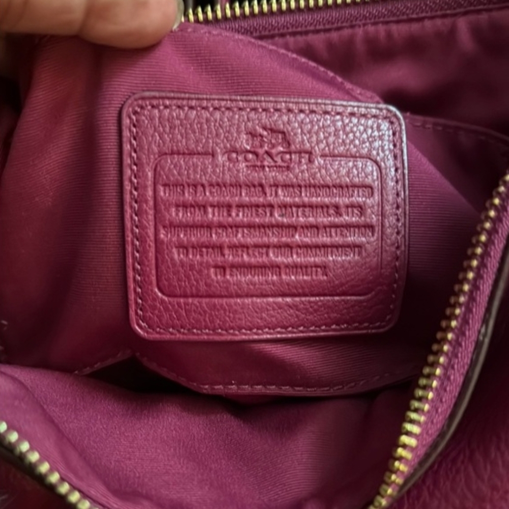 COACH Carrie Raspberry Pebbled Leather Crossbody Bag - Picture 11 of 16
